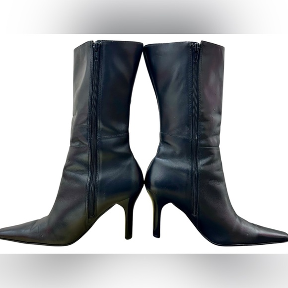 NORDSTROM BP Lace-Up & Zip High Heel Square Toe Leather Boots In Black 9.5 ✨EUC✨ - Picture 6 of 13